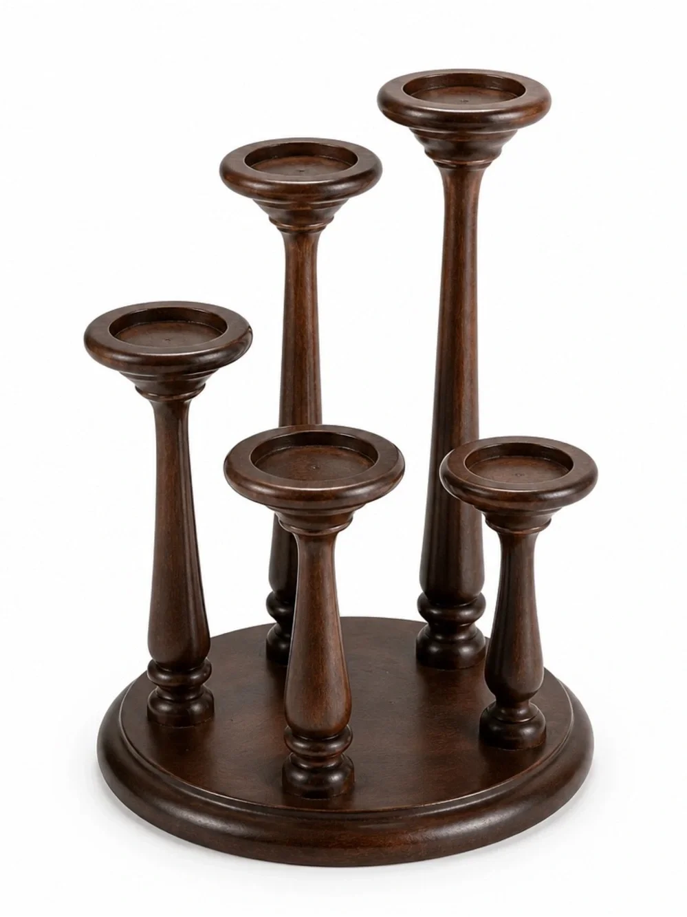 Vintage Mid Century Teak 5 Graduated Tiers Candleholder